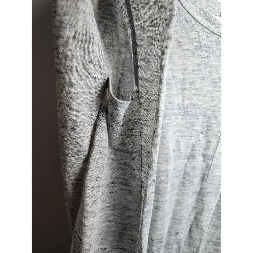 Sundance Rowan Flutter Side Blouse Linen Sz S pocket heathered gray beach boho - Picture 4 of 9